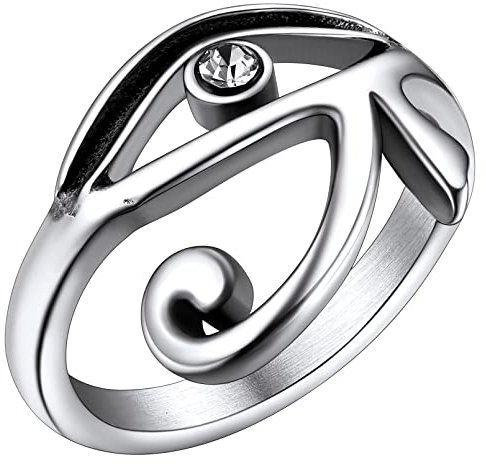 FaithHeart herren Fingerring in Größe 69 Horus Auge Ring edelstahl Heiliger Bandring Siegelring mit Strasssteine für Vatertag Muttertag