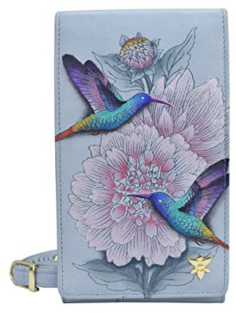 Anuschka Handbemalte Crossbody Smartphone Tasche mit RFID Schutz - Rainbow Birds