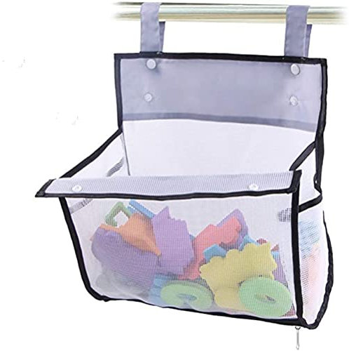 Bath Toys Storage Bags Mesh Net Bathroom Organizer for Water Toys Wide Open Design Sand Toys Storage Net Bag (Grey)