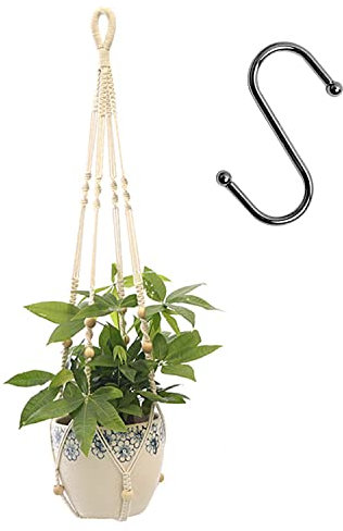 Mmgoqqt Hanging Planters Baskets, 1Pcs Cotton Rope Plant Hanger with 1 Hanging Hook, Indoor Outdoor Plant Handmade Wall Hanging Planter for Flower Pot Home Decor-90CM