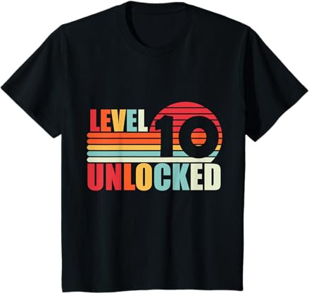Vintage Retro 10 Year Old 10th Birthday 10th Level Unlocked T-Shirt