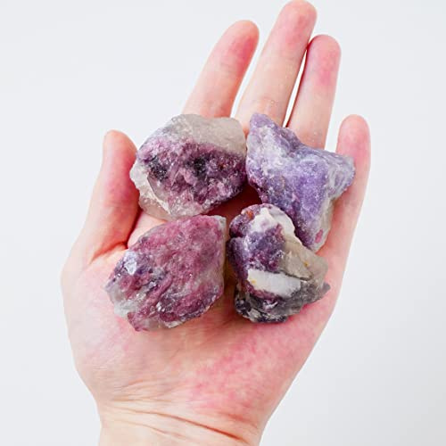 HXSCOO 1 pc Naturel Tourmaline Rose Brut Quartz Cristal Roche Guérison Minérale Licorne Pierre Pegmatite Lépidolite Pierre Précieuse