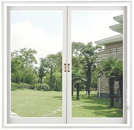Fliegengitter für Fenster,110x150cm(43.3x59in) DIY Fenster Mesh Invisible Window Curtain Polyester Fiber Encryption Anti-Pull Easy to Cut Tape, Multiple sizes weiß-A