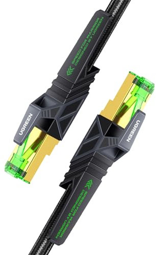 UGREEN Cable de Red Ethernet Cat 8 Lan RJ45 Gaming FPS 40Gbps 2000MHz 26AWG Compatible con PC PS5 PS4 Xbox Switch Modem Router, 1,5M