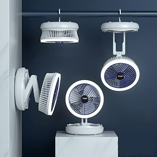 Ventilador eléctrico de escritorio plegable multifuncional, ventilador pequeño de carga con luz nocturna, ventilador de techo giratorio montado en la pared, ventilador personal de escritorio USB