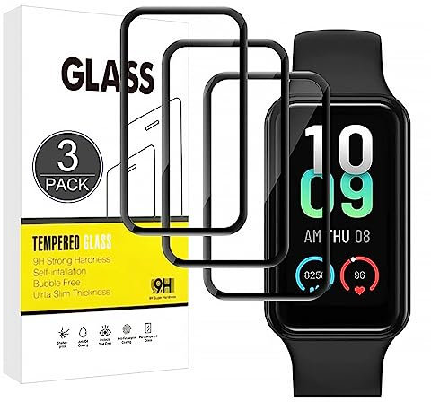 E-Hamii Displayschutzfolie kompatibel mit Amazfit Band 7,[3 Stück][3D Curved Full Cover][Kratzfest, High Definition] Schutzfolie für Amazfit Band 7
