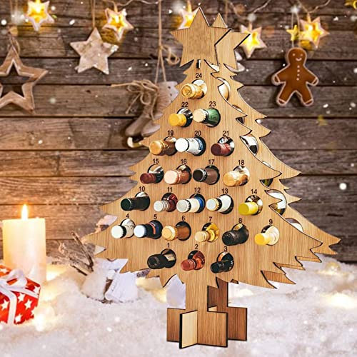 JUOPZKENN Bottle Holder Rack Mini Bottles Holder Countdown Wine Bottle Rack Christmas Advent Calendar Wooden Christmas Tree Christmas Decorations Gift(#3)
