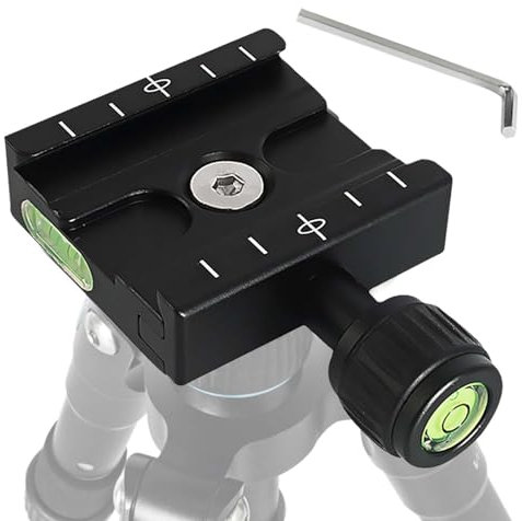 QR-50N Schnellwechselplatte Klemme, 50 mm Schnellwechselplatte Klemme Kompatibel mit Arca Swiss, QR-50 Aluminiumlegierung 1/4 3/8 Schnellwechselklemmen Adapter für BENRO Stativkugelkopf