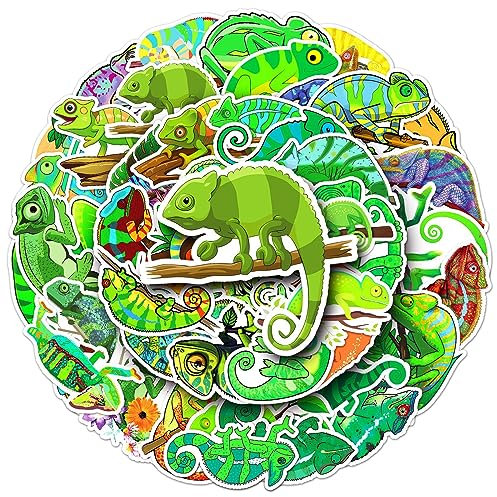 Chameleon Stickers for Laptop (50 PCS),Gift for Children Teens Adults Girl Boys,Waterproof Stickers for Water Bottle,Chameleon Vinyl Stickers for Scrapbook,Skateboard,Bike,Phone,Dairy