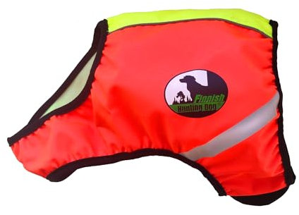 FINNERO UKKO Hunde-Sicherheitsweste – Reflektierend, Zweifarbig Rot/Gelb, Sicher und Sichtbar, Verstellbar und Atmungsaktiv, Signalweste für Jagd, Spazieren und Outdoor – Medium