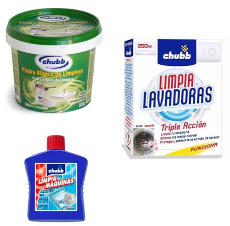 ELECTROTODO - Pack de Cuidado Integral para el Hogar | Incluye Piedra blanca de Limpieza Multiusos (500g), Limpia Lavadoras (250 ml) y Limpia Máquinas (250 ml)