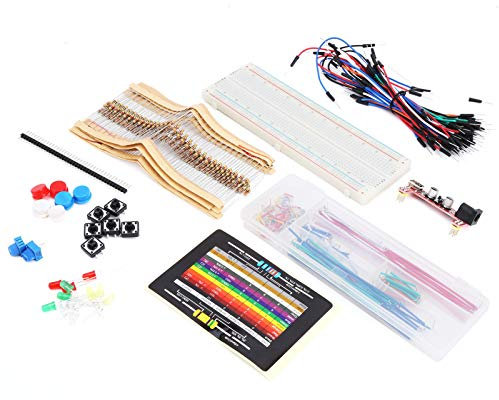 YWBL-WH Basic Starter Kit for, Electronics Basic Component Starter Kit with Breadboard Resistance Card Touch, Computer Internal Components