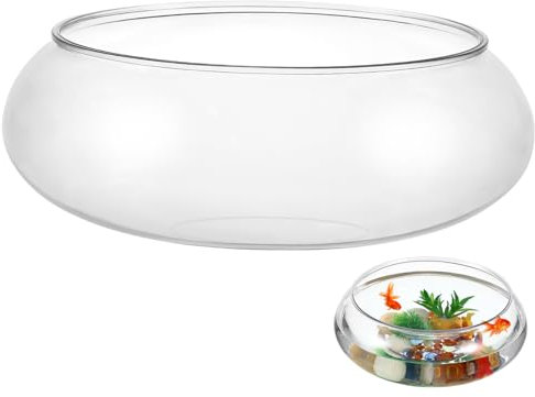 VANZACK Transparent Plastic Fish Tank 2800ml Clear Aquarium Bowl for Goldfish and Betta, Desktop Small Fish Tank for Office and Home Decor