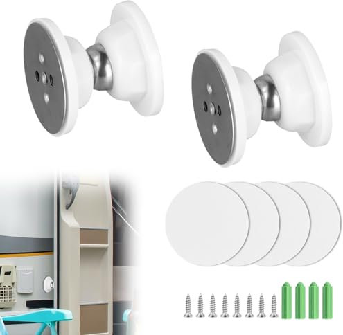 2pcs RV Door Stoppers, Magnetic Baggage Door Catch RV Door Holder Catches RV Door Holder Strong Magnetic Baggage Door Catch Latch for Camper Travel Trailers (White)