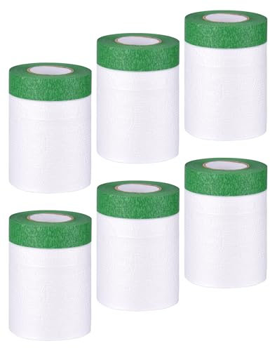 A aBlumen Abdeckfolie Maler 6 Rollen 55cm x 20m, Transparent, Abdeckfolie mit Gewebeklebeband, Selbstklebend, Malerband, Malerkrepp