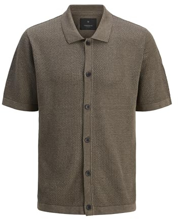 JACK & JONES Male Gestricktes Polo Einfarbig Gestricktes Polo | Recyceltes Material | Loose Fit | Polokragen | Kurzarm | unifarben | atmungsaktiv | Ohne Verschluss | Basic-Style