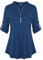 Lalala Tunika Bluse Damen Sommer Langarm V Ausschnitt Obertiele Lässige Business Longshirts Tops A_Dunkelblau,XL