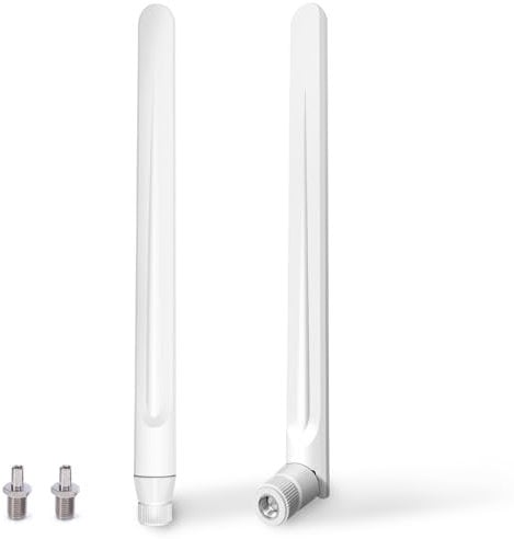 Greatzer Antenna 5G WiFi Antenna 4G LTE Omnidirezionale 5DBi MIMO Amplificatori di Segnale SMA / TS9, 700-6000MHz,GSM/GPRS/2G/3G/4G/5G per Router Wireless,Telecamera IP Sicurezza - Bianco(2 Pezzi)
