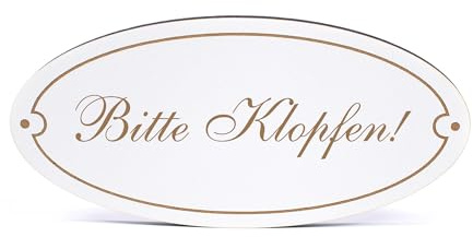 Dekolando Deko Türschild oval - Bitte Klopfen! - Schild 15 x 7 cm - Schilder Türschilder Namensschilder Wohnung selbstklebend Holzschild Tür Holzschilder
