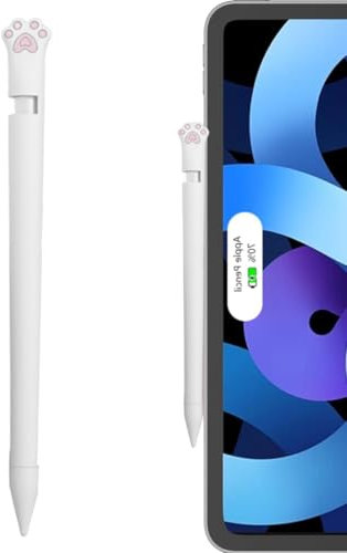 QOWIJEX 1 Pezzo Custodia in Silicone per Apple Pencil 1 con Maniche Antiscivolo, con Cavo Adattatore Aggiuntivo, Compatibile con Apple Pencil 1 Prodotto (Bianco)