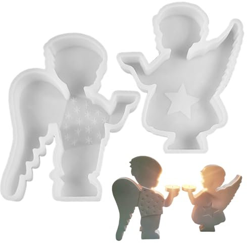 HDGSAFD 2 Pezzi di Stampi in Silicone per Angeli, Stampi per Colata Fai da Te, Ornamenti per Angeli da Tavolo, Decorazione Artigianale, Stampi in Gesso