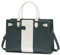 RAINSMORE Laptop Bags for Women PU Leather Work Bags for Women Tote Bag Large Handbag Shoulder Bag for Office Bussiness 15.6 Inch Dark Green and Beige