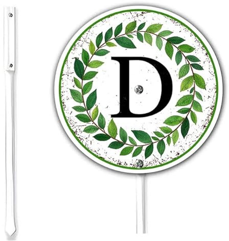 Horienteeon Panneau de cour rond en forme de lettre D avec piquet - 26 lettres de l'alphabet - 23,4 cm - En aluminium antirouille - Décoration de cour extérieure - Pour maison, jardin, pelouse