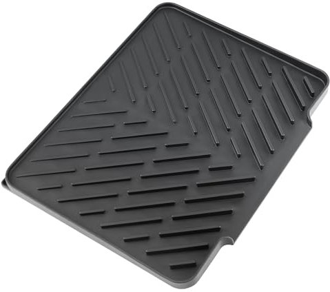 Tappetino scolapiatti 40 x 30 cm, tappetino lavello cucina, tappetino scolapiatti in silicone, tappetino scolapiatti antiscivolo resistente al calore, tappetino scolapiatti con scolo, nero