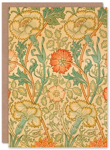 Artery8 William Morris Art Card Pink Carnations and Roses
