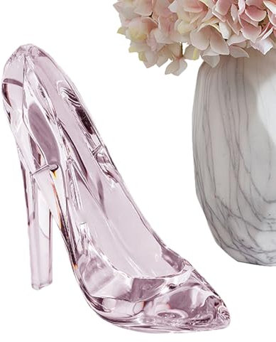 Crystal Statue,Pink High Heel Shoes Figurines - Acrylic Desk Decoration Transparent Collectible for Women Girls Anniversaries Wedding Christmas Table Shelves Windowsills Home Birthday