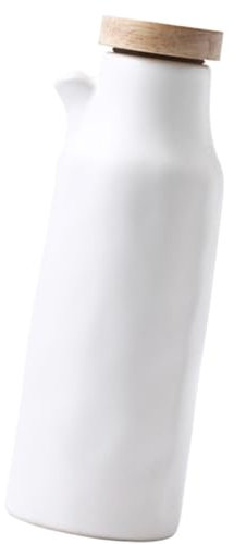 moyiw Ceramic Oil Dispenser Bottle 400ml No Drip Cruet with Lid - Olive Oil Dispenser Bottle, Suitable for Olive Oil Vinegar Soy Sauce Coffee Syrup Liquid Container - White