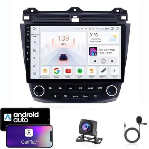 Autorradio Android 15 voor Honda Accord 7 2003-2007| Radio con pantalla táctil capacitiva de alta calidad | CarPlay/Android Auto | Navegación GPS | Bluetooth | Cámara de reversa | Plug and Play