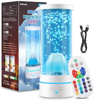Berge Licht, 17 Farben LED Flüssigkeitslampe mit Aufsteigenden Perlen, 4 Modi & RF Fernbedienung, E-Klasse, Zylinder Dekolampe für Kinderzimmer, Wohnzimmer, Geschenk