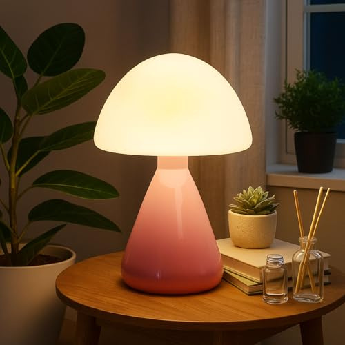 Tischlampe Kabellos, LED Tischleuchte Kabellos Akku mit 3 Farbtemperatur Outdoor Lampe Nachttischlampe LED nachttischlampe Touch Lampe mit Batterie USB-C Aufladbar für Nachttisch Esstisch (Rosa)