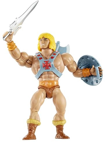 Masters of the Universe Origins Actionfigur He-Man ca. 14 cm groß Motu-TV-Heldenspielzeug der 1980er, detailreiches Design mit Brustgurt, Schwert, Axt und Schild, JNP97