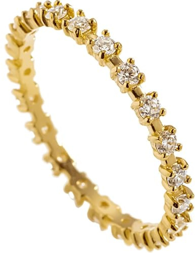 KnBoB Trauringe 585 Gelbgold Damen Zart Weiß Rund Diamant Eheringe Ehering Edelstein Schmuck Größe 58 (18.5)