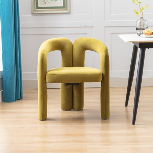 A ALFRESCOOL Samt Esszimmerstühle 2er Set, Gepolsterte Dekorative Stühle mit Armlehnen, Eimer Seiten Stühle, Wohnzimmer Küche Sessel, Loungesessel, Freizeitstühle für Esszimmer, Küche(Olivgrün)