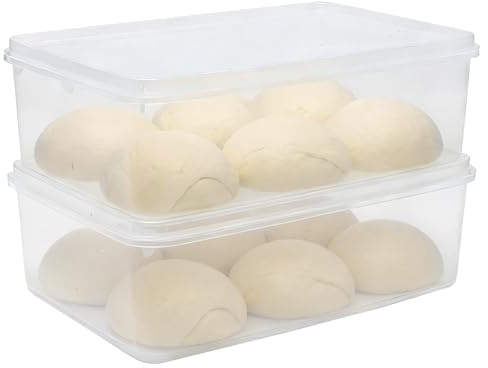 Punorric2 Pack Pizza Dough Proofing Box 6L with Lid, Food Grade Stackable Dough Tray for 2–3 Pizza Dough Balls per Tray, Stackable Bread Proofing Box for Home Kitchen and Refrigerator