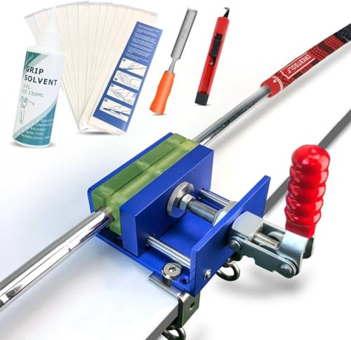 CRESTGOLF Golf Regripping Kit No-Drill & Drill Installation for Regripping Golf Club Grips Inlcudes 13PCS Golf Grip Tapes,Hook Knife, Solvent, Grip Tape Remover and Vise Clamp | Home & Workshop Use