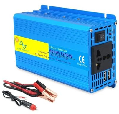 Transformateur Tension Onduleur Sinusoïdal Pur 1000W À 4000W CC vers CA Panneau Solaire Domestique/extérieur Convertisseur Puissance Intelligent À Affichage LED Inverter(12V220V 1200W Peak)