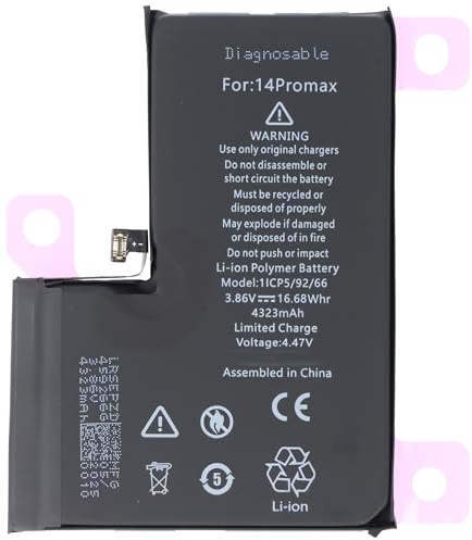 Akku kompatibel mit Apple iPhone 14 Pro Max, diagnostizierbar, Li-Polymer, 3,86V, 4323mAh, 16,68Wh, ohne Werkzeug