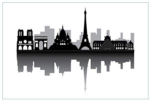 Wallario Küchenrückwand selbstklebend 90 x 60 cm, Motiv: Silhouetten Pariser Sehenswürdigkeiten | Spritzschutz abwischbar & pflegeleicht