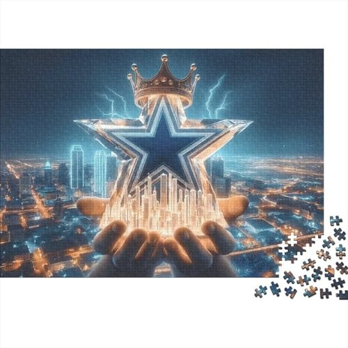 Blue 3D Star Modern City 1000 Piece Jigsaw Puzzle Paper for Adults Night City Scene Puzzle Game for Family Home Focus Relaxing Gift 70x50cm/1000pcs