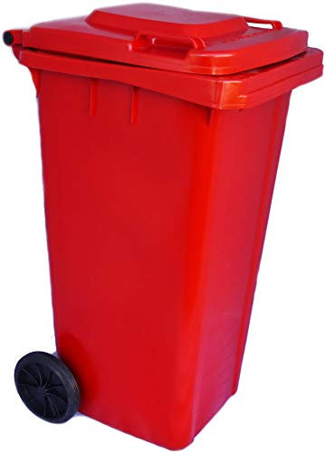 120 Litre Wheelie Bin - Red - Council Approved EN840 Waste Recycling