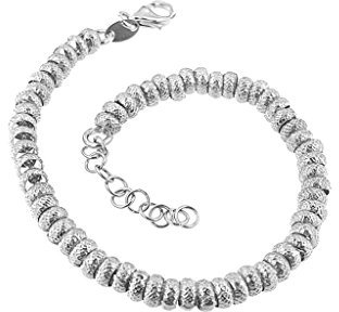 Bracciale con rondelle puntinate diametro 4 millimetri in argento 925 per uomo e donna.