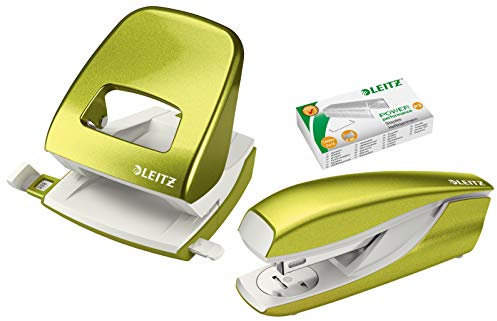 Leitz 5008 NeXXt Series Bürolocher, Metall, bis zu 30 Blatt (Set ? grün metallic)