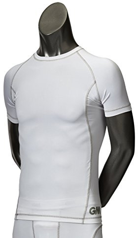 Gunn & Moore GM | Men's Teknik Base Layer Short Sleeve Shirts - White/Silver, Medium
