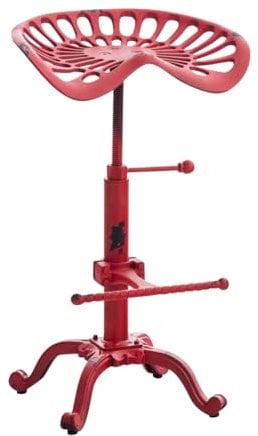 CLP Tabouret de Bar Industriel Butch I Siège en Fer Forgé Pieds en Métal I Chaise de Bar Ergonomique Hauteur Réglable, Couleur:Rouge