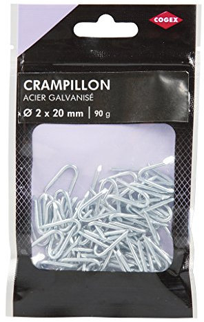 COGEX - Crampillon acier galvanisé - Couleur: Gris - Ø 2 x 20 mm - 90g - Assortiment en lot