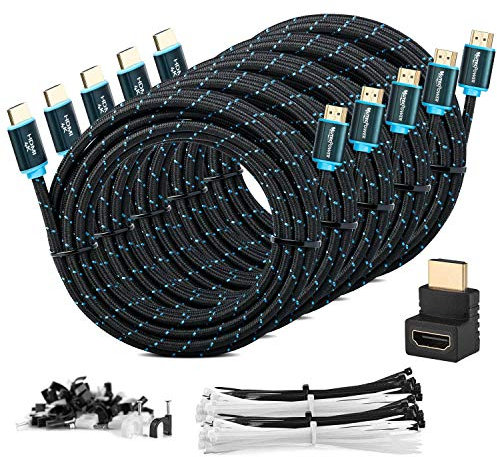 Lot de 5 Câbles MutecPower 3M HDMI 2.0 à Haut Débit avec Ethernet, 30 AWG, supportent Totalement Les canaux 3D 4Kx2K / 60HZ et Le Canal de Retour Audio - Câble Ultra HD 3 Mètre - mâle à mâle